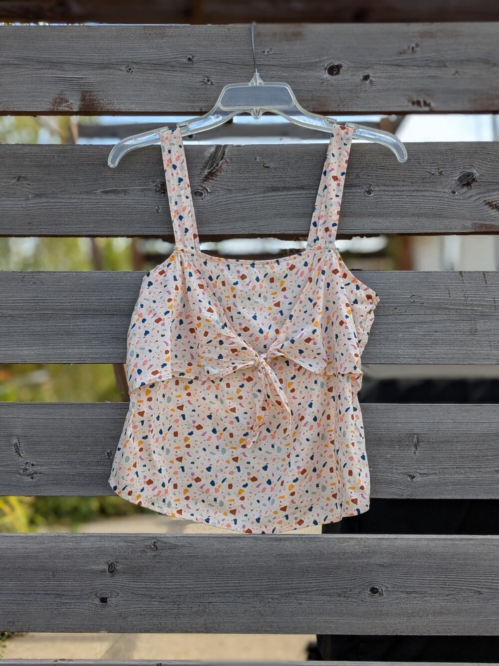 Madewell Terrazzo Print Tie Front Tank Top Size 6 Multicolor